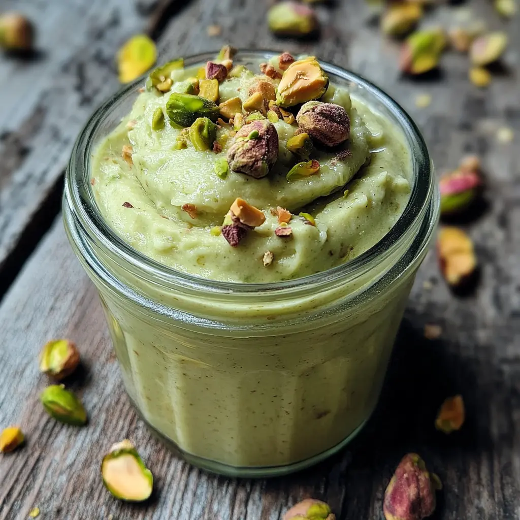 Homemade Pistachio Cream in a glass jar