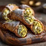 Air fryer pistachio cannoli with creamy pistachio filling