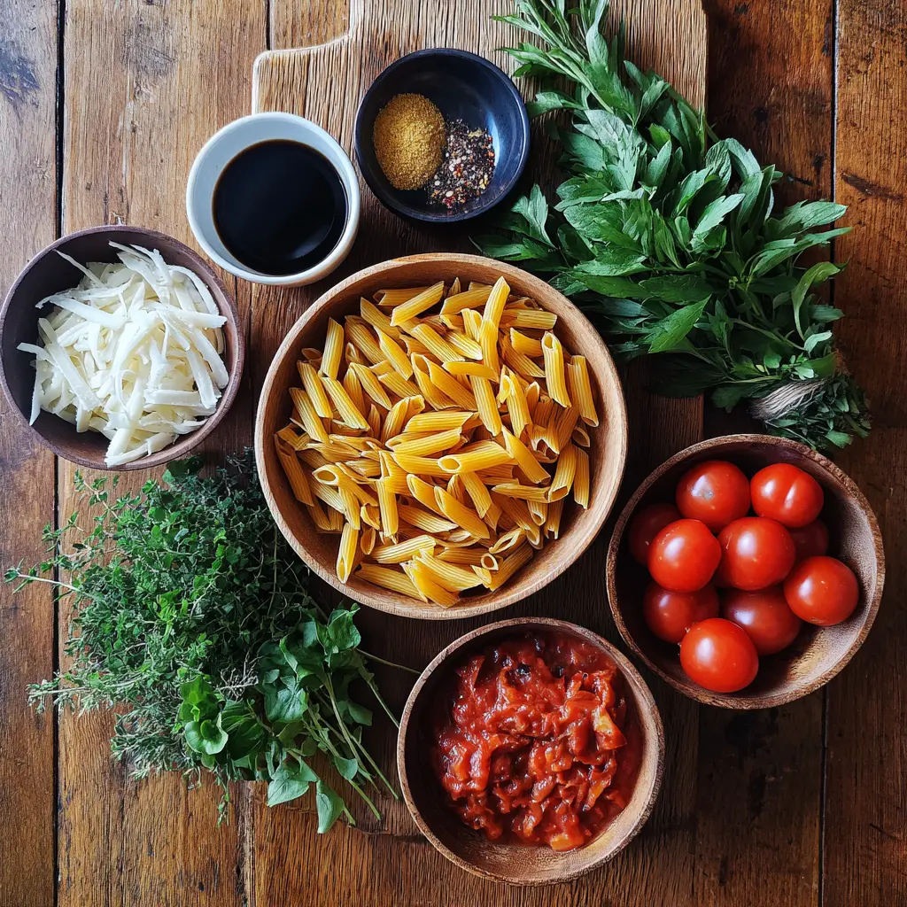 Ingredients for Wafu Italian Pasta Bakes – pasta, miso, soy sauce, mozzarella